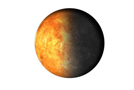 半行星水星与太阳系的半金星行星在白色背景被隔绝。地球的死亡这张图片的元素是由美国宇航局提供的