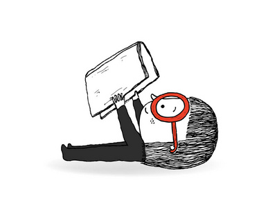 手绘小女孩文艺小女孩躺在地上看书,手绘制的矢量照片