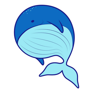 可爱的漫画鲸鱼查出在白色背景.向量例证照片