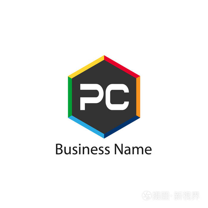 初始字母 Pc 徽标模板设计