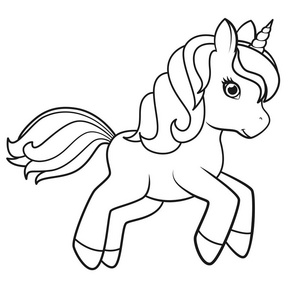 可爱的动画片独角兽查出在白色背景.着色书的向量例证插画