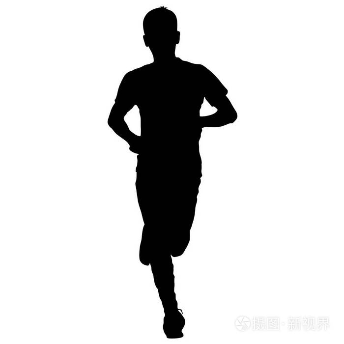 剪影.赛跑者在冲刺 (sprint),男性.矢量图