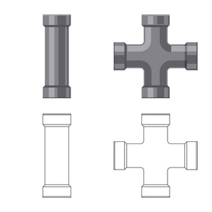 管道和管的孤立对象图标。用于 web 的管道和管线库存符号集
