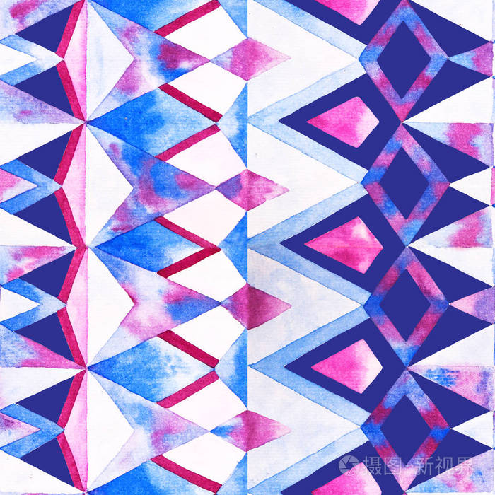 抽象手绘水彩无缝的几何图案
