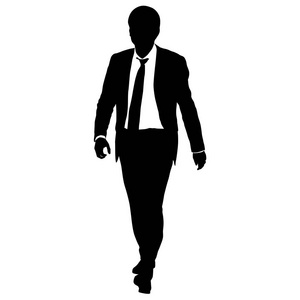 矢量图剪影商人人在西服与领带在白色背景半身剪影领带的男人穿着西装