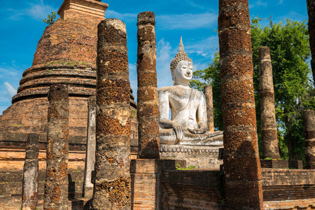 美丽的寺庙泰国名称素可泰历史公园, Sa斯里兰卡