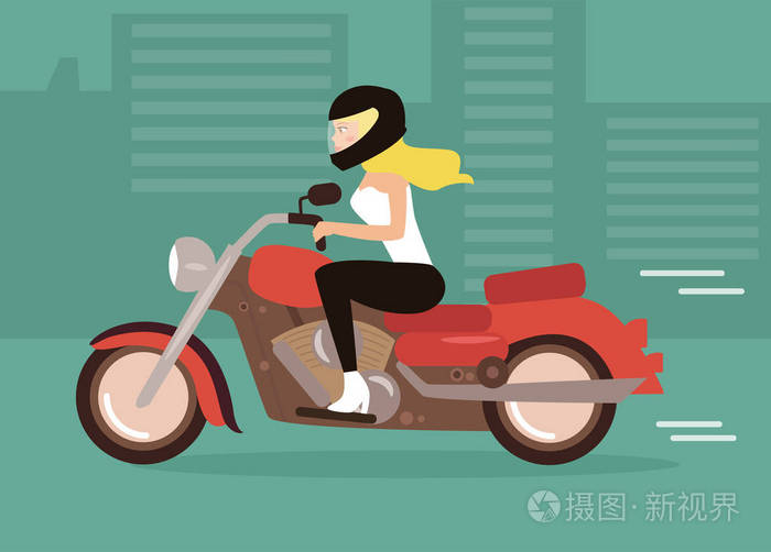 在摩托车上的卡通女孩