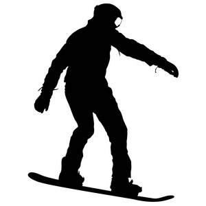 黑色的剪影滑雪板在白色背景上。矢量图