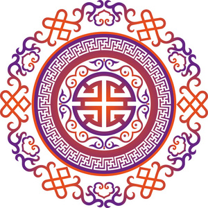 东方中国饰品亚洲传统花纹花卉复古元素切割剪影装饰中亚贴花作品为