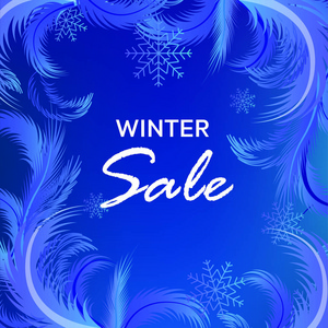 冬季销售矢量横幅与寒冷的模式, 销售文本和雪花零售季节性推广。向量例证