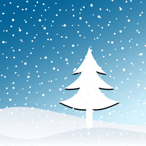 冬季景观与树木和丘陵。圣诞节和新年的向量图