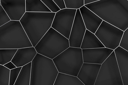 拉丝金属的抽象三维 voronoi 篦在黑色背景上