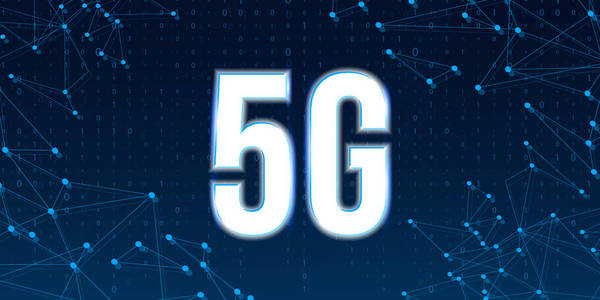 创意矢量插画5g 信号传输技术, 新无线互联网 wifi 连接背景.