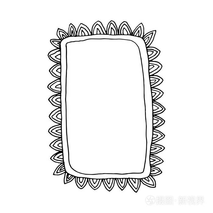 手绘框架涂鸦, 向量例证.白色背景查出的黑色轮廓草图