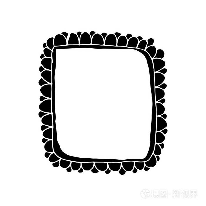 手绘框架涂鸦, 向量例证.白色背景查出的黑色轮廓草图