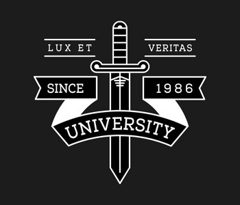 lux et veritas 大学徽章白色在黑色是一个关于学习和学习的矢量插图