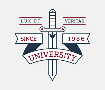 lux et veritas 大学徽章是一个关于学习和学习的矢量插图