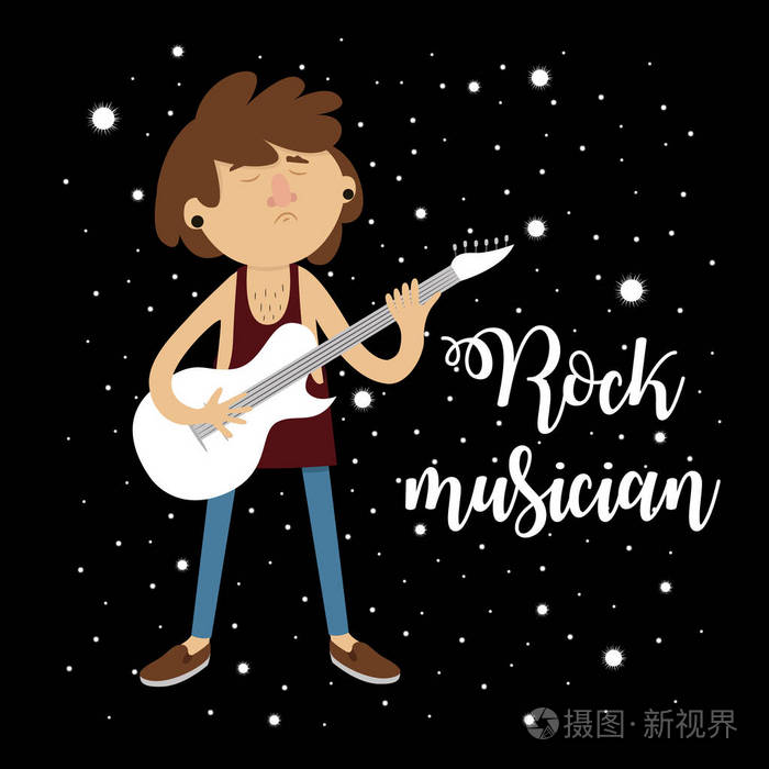 用一把吉他的摇滚音乐家.星级