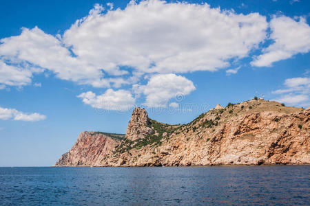 海滨夏日风景。苏达克海滩。乌克兰黑海