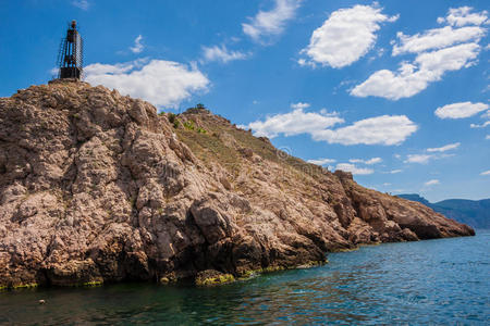 海滨夏日风景。苏达克海滩。乌克兰黑海