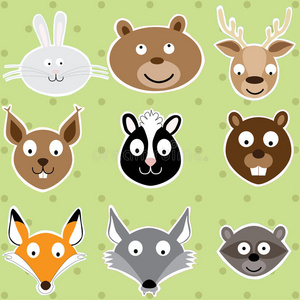 可爱的森林动物插图集