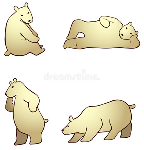不同动作的卡通北极熊矢量