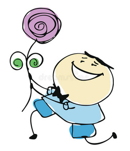 男朋友抱着鲜花接受-卡通人物矢量照片