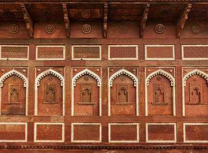 阿格拉堡的墙壁装饰。印度阿格拉