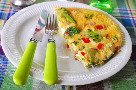 西兰花火腿红椒frittata