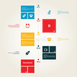 矢量时间线模板。时尚色彩的现代平面设计。s公司