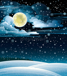 冬天的风景和满月。