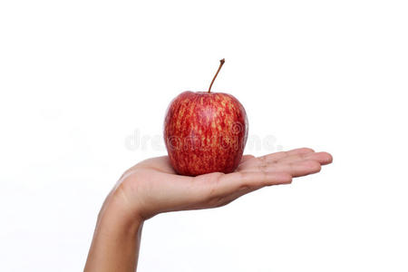 手拿红苹果