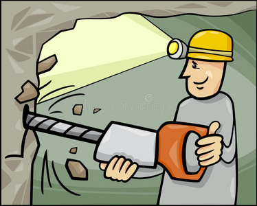 矿工在工作卡通插图