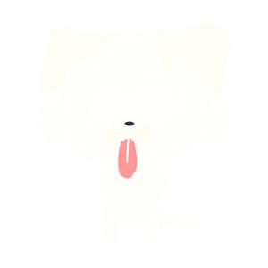 扁平颜色风格卡通狗与舌头伸出