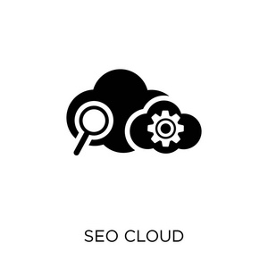 seo cloud 图标。seo 云符号设计来自 seo 系列。简单的元素向量例证在白色背景