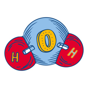 蒸气分子水分子图标, 手绘风格照片