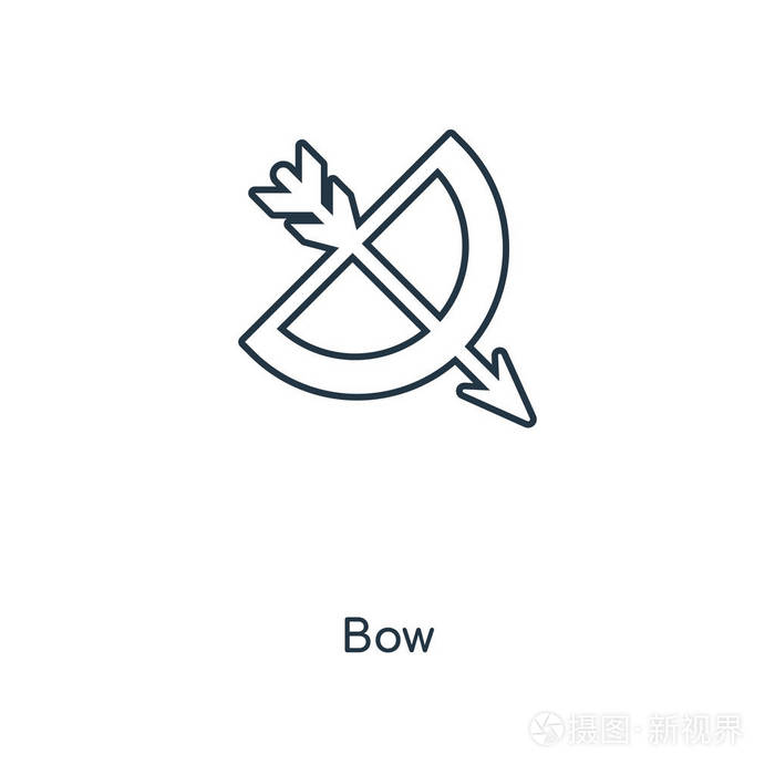 在时尚的设计风格弓图标 在白色背景上隔离的弓图标 弓矢量图标简单和现代平面符号为网站 手机 标志 应用程序 Ui 弓图标插画 正版商用图片0trts7 摄图新视界