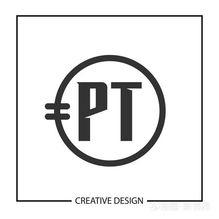 初始字母pt徽标模板设计向量插图