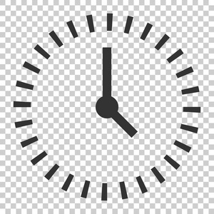 平面样式的时钟倒计时图标。时间计时器向量例证在被隔绝的背景。钟表业务理念