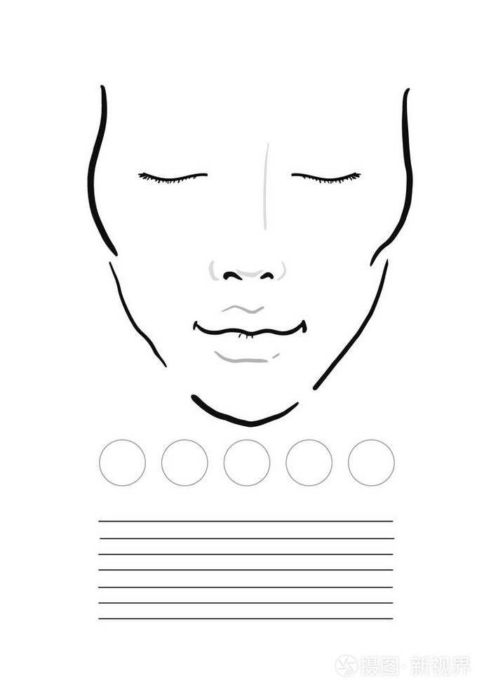 脸上图表化妆艺术家空白.模板.矢量图