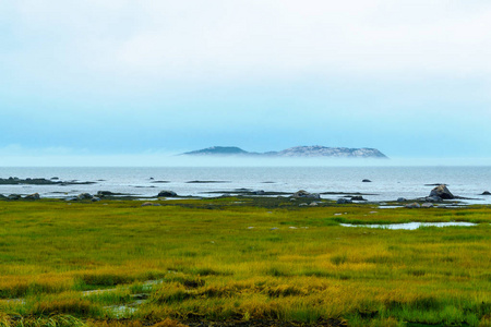 加拿大魁北克圣劳伦斯河的雾之景