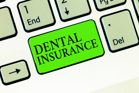 手写文字书写牙科保险。为支付部分或全部费用而设计的健康概念意义形式