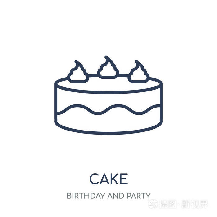 蛋糕线性符号设计从生日和派对收藏.