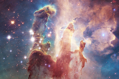 宇宙中的数十亿星系。抽象空间背景。美国宇航局提供的这张图片的元素