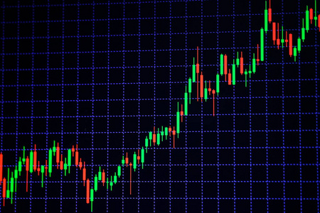 蜡烛棍子 graph 图表与指示器显示看涨点或看淡点，上升趋势或下跌趋势的股票市场或证券交易所交易 投资和金融概念的价格。细焦