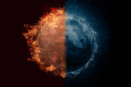 太阳在火球在水与火的火星.概念的科幻作品照片