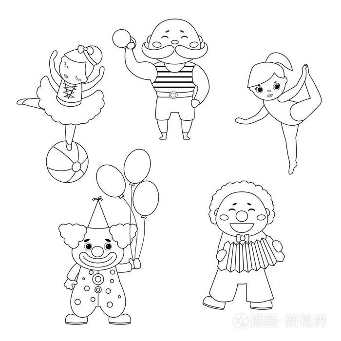 包括体操运动员,杂技演员,小丑等插画-正版商用图片0trysz-摄图新视界