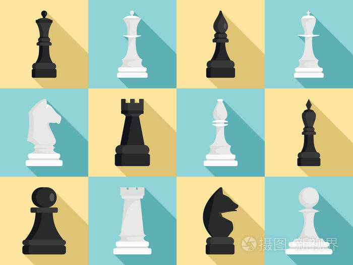 国际象棋图标集 平面样式