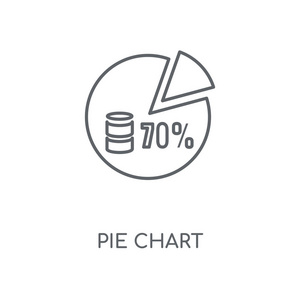 饼图线性图标。饼图概念笔画符号设计。薄的图形元素向量例证, 在白色背景上的轮廓样式, eps 10