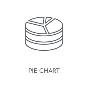 饼图线性图标。饼图概念笔画符号设计。薄的图形元素向量例证, 在白色背景上的轮廓样式, eps 10